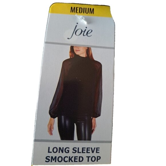 Joie Tops - NWT Joie Womens Top Blouse M Black Sheer Smocked Long Sleeve Goth Cocktail Sexy